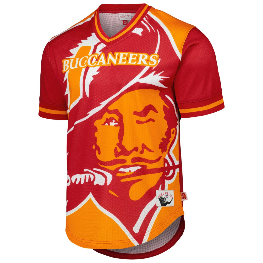 Tampa Bay Buccaneers Jumbotron 3.0 Mesh V-Neck T-Shirt Red - Mitchell & Ness