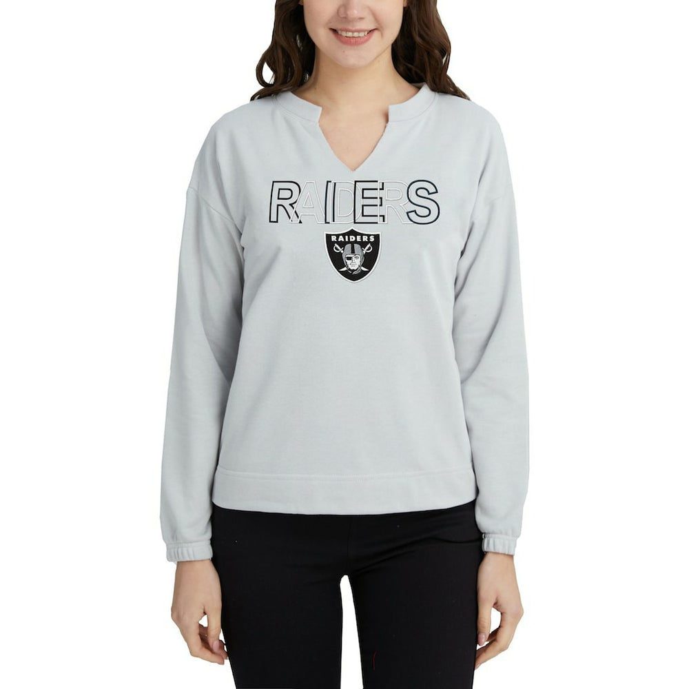 Las Vegas Raiders Concepts Sport Women's Sunray Notch Neck Long Sleeve Top Gray - NFL