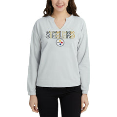 Pittsburgh Steelers Concepts Sport Women's Sunray Notch Neck Long Sleeve Top Gray - NFL