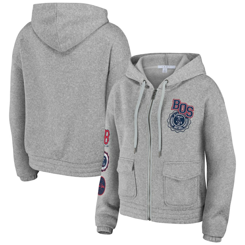 Boston Red Sox WEAR by Erin Andrews Women's Full-Zip Hoodie On Sale