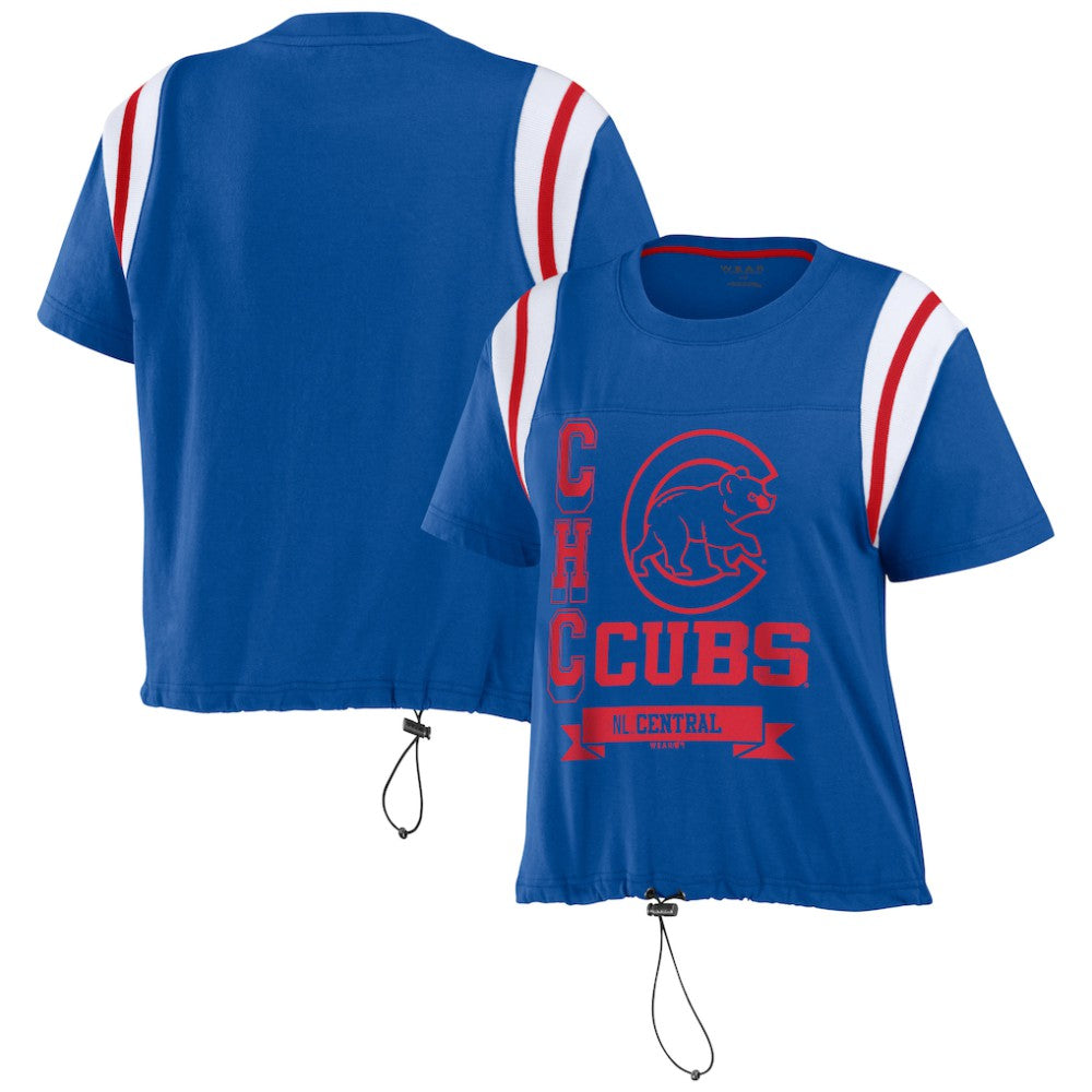 Chicago Cubs WEAR by Erin Andrews Women's Cinched Colorblock T-Shirt On Sale