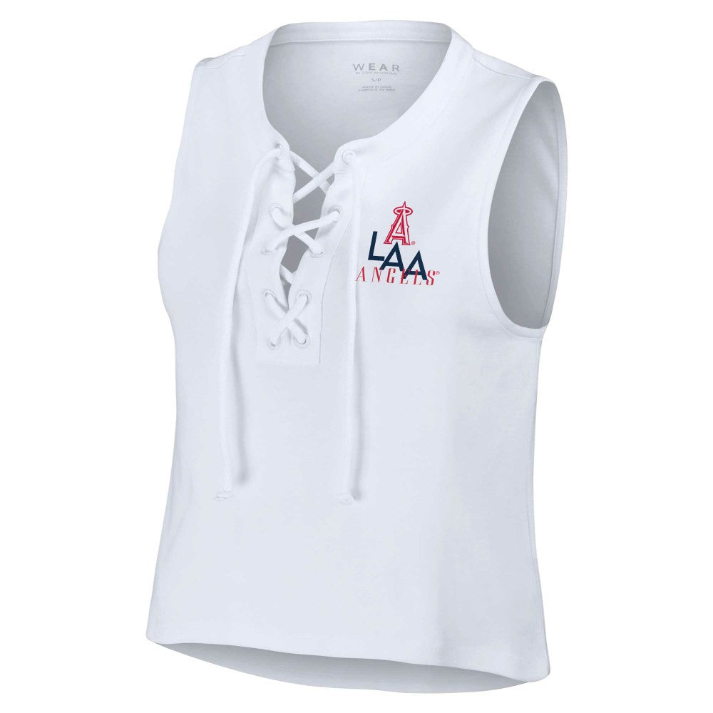 Los Angeles Angels WEAR by Erin Andrews Women's Lace-Up Tank Top Clearance