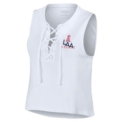 Los Angeles Angels WEAR by Erin Andrews Women's Lace-Up Tank Top Clearance