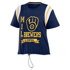 Milwaukee Brewers WEAR by Erin Andrews Women's Cinched Colorblock T-Shirt Clearance