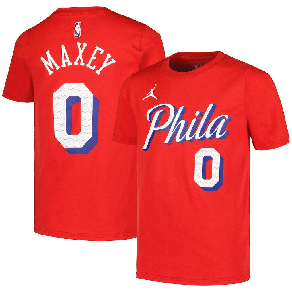 NBA - Tyrese Maxey Philadelphia 76ers Jordan Brand Youth Name & Number Statement T-Shirt - Red