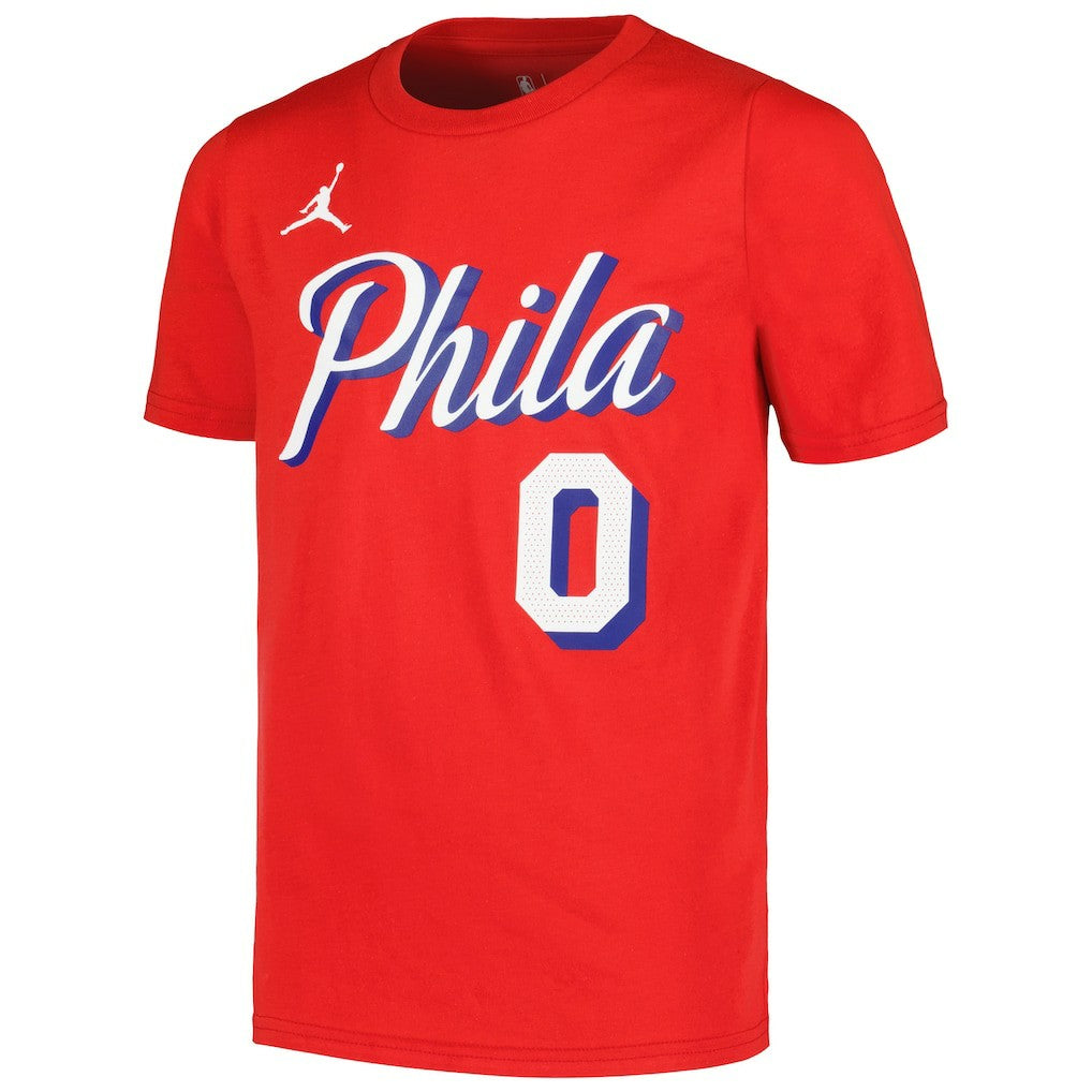 NBA - Tyrese Maxey Philadelphia 76ers Jordan Brand Youth Name & Number Statement T-Shirt - Red