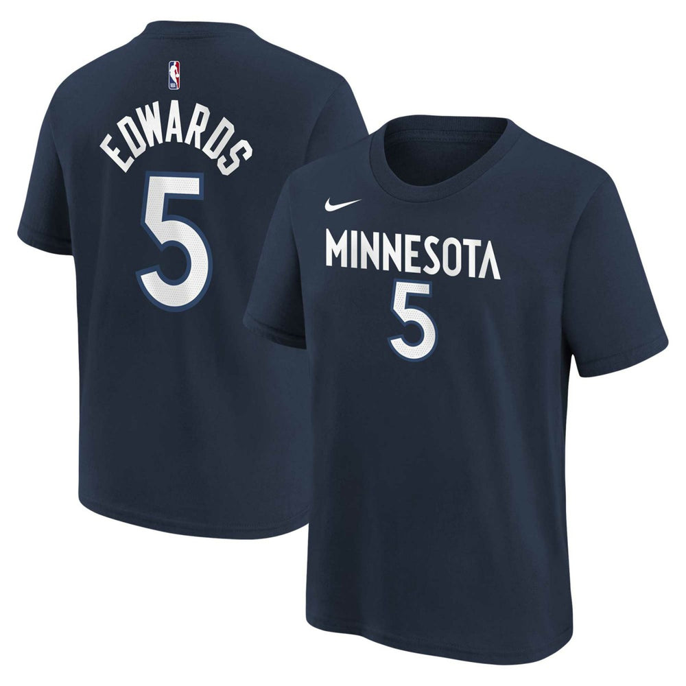 NBA - Anthony Edwards Minnesota Timberwolves Youth Icon Name & Number T-Shirt - Navy
