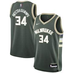 Nike - Giannis Antetokounmpo Milwaukee Bucks Youth Swingman Jersey - Icon Edition - Hunter Green