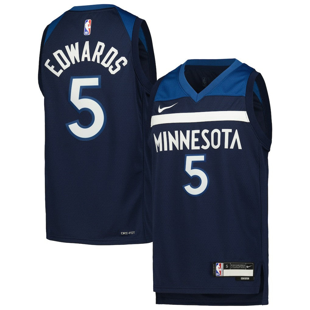 Nike - Anthony Edwards Minnesota Timberwolves Youth Swingman Jersey - Icon Edition - Navy