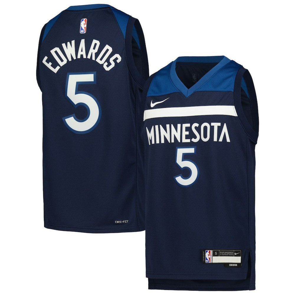 Nike - Anthony Edwards Minnesota Timberwolves Youth Swingman Jersey - Icon Edition - Navy