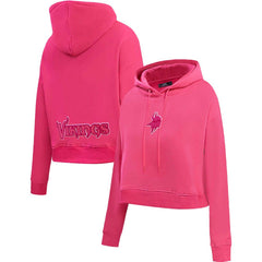 Minnesota Vikings Pro Standard Women's Triple Pink Cropped Pullover Hoodie - NFL