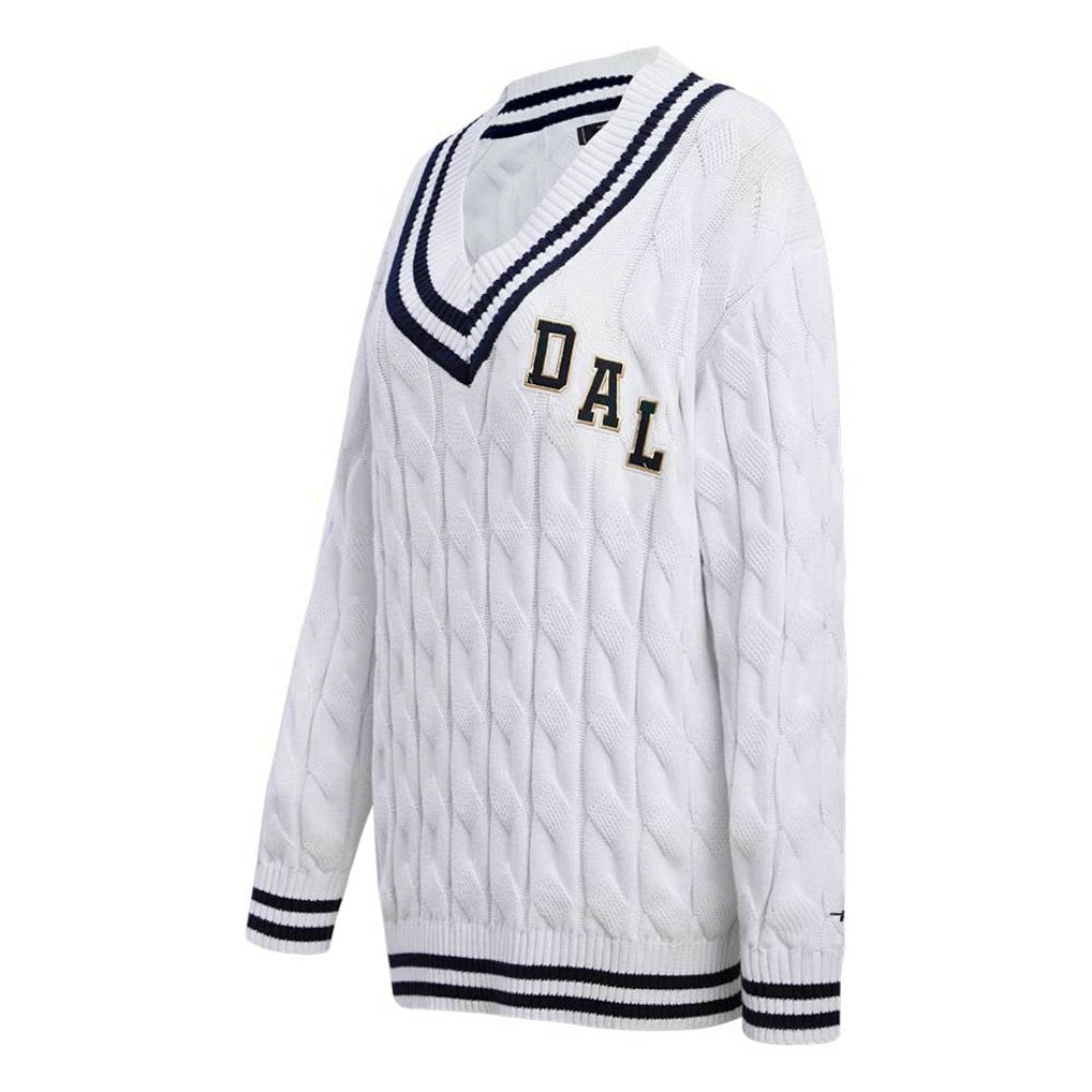Dallas Cowboys Pro Standard Women's Prep V-Neck Pullover Sweater White - NFL