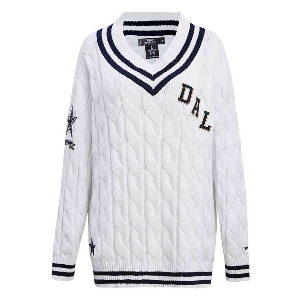Dallas Cowboys Pro Standard Women's Prep V-Neck Pullover Sweater White - NFL