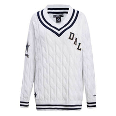 Dallas Cowboys Pro Standard Women's Prep V-Neck Pullover Sweater White - NFL