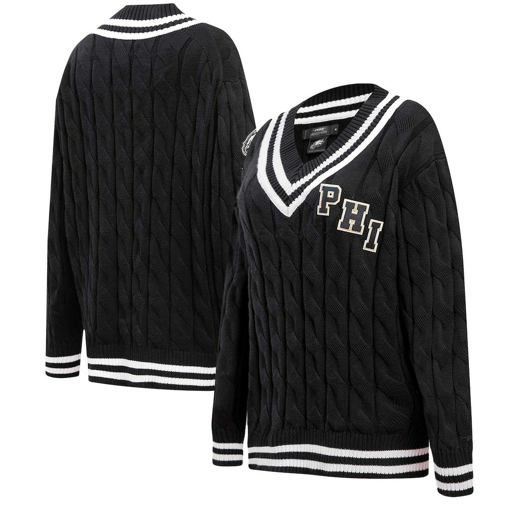 Philadelphia Eagles Pro Standard Women's Prep V-Neck Pullover Sweater Black - NFL