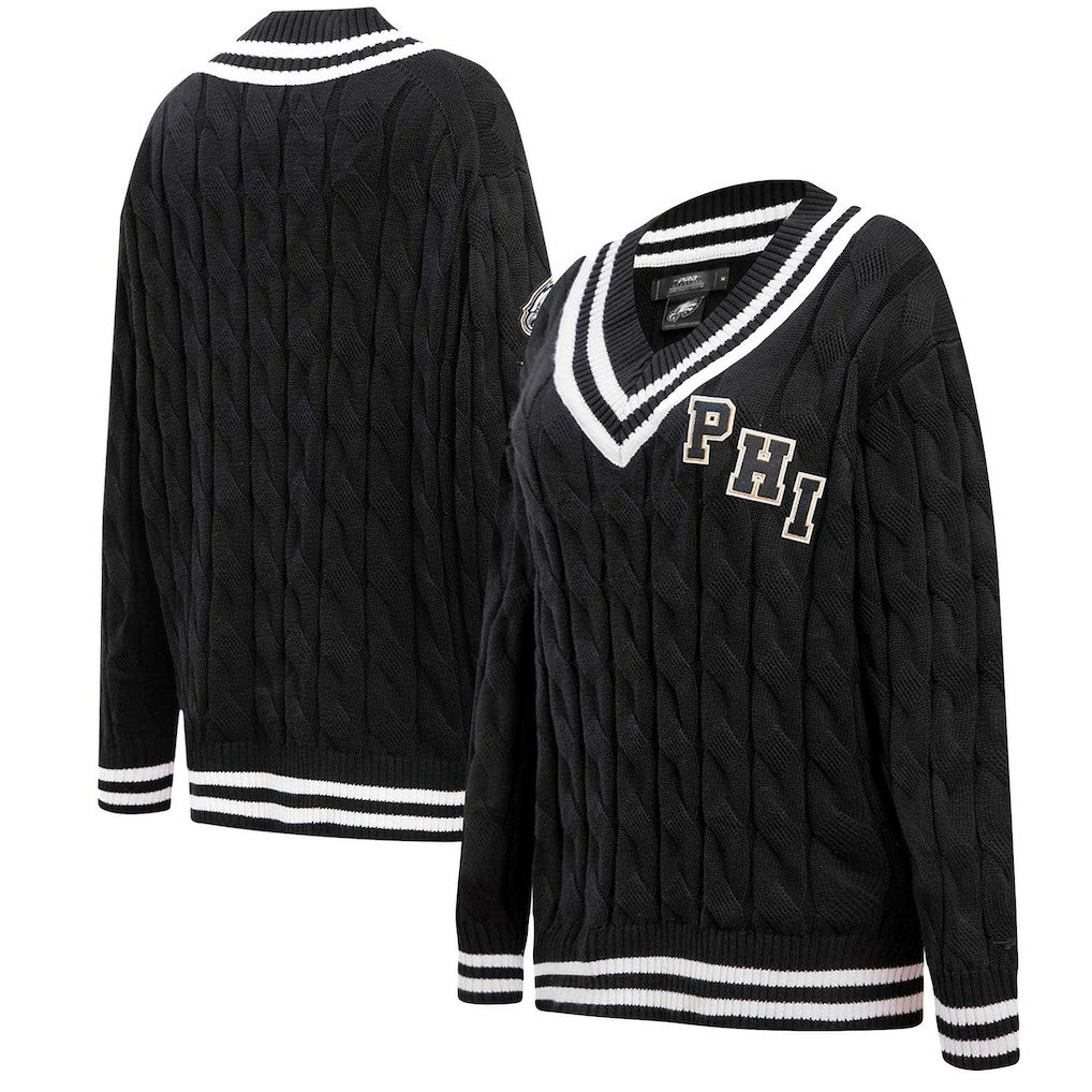 Philadelphia Eagles Pro Standard Women's Prep V-Neck Pullover Sweater Black - NFL