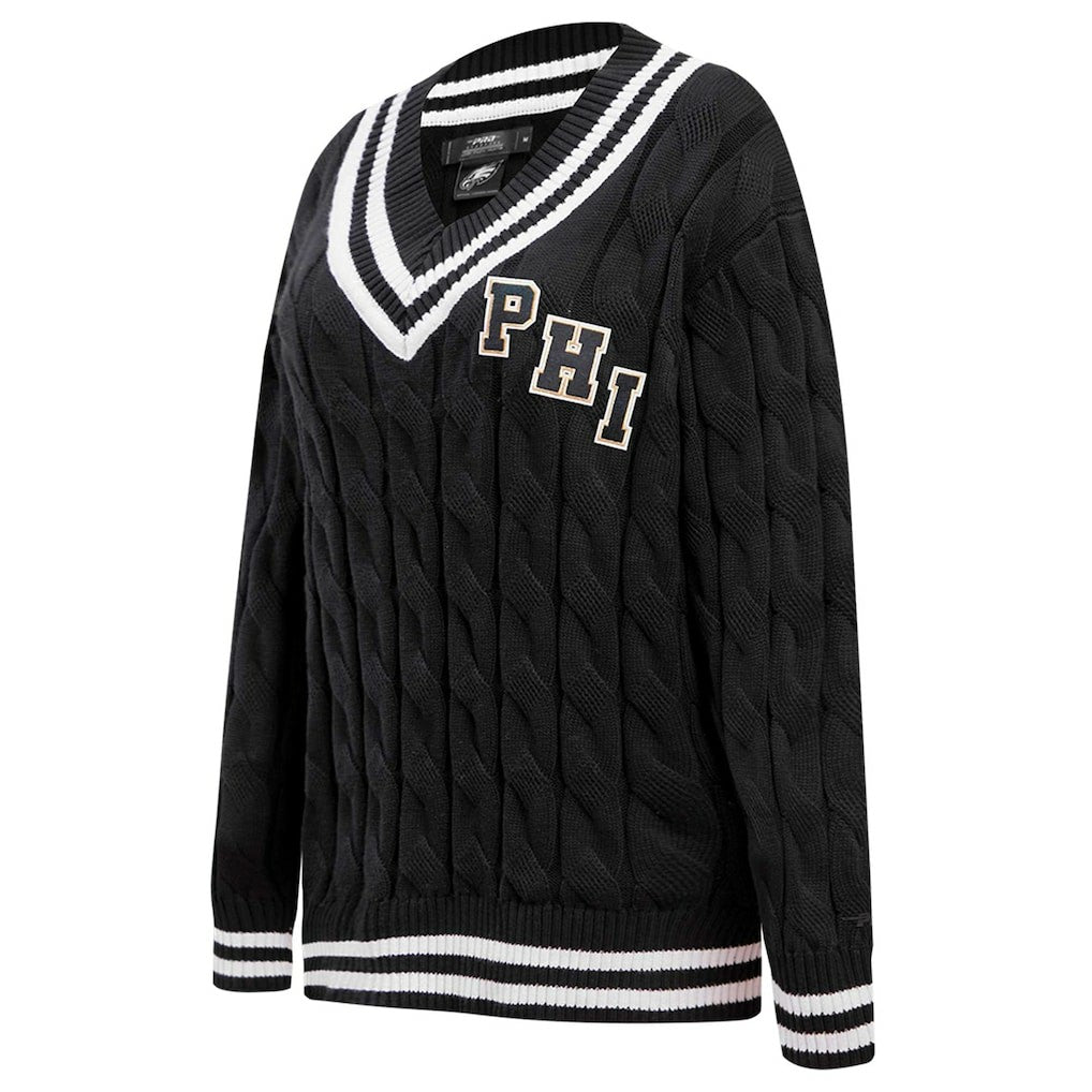 Philadelphia Eagles Pro Standard Women's Prep V-Neck Pullover Sweater Black - NFL