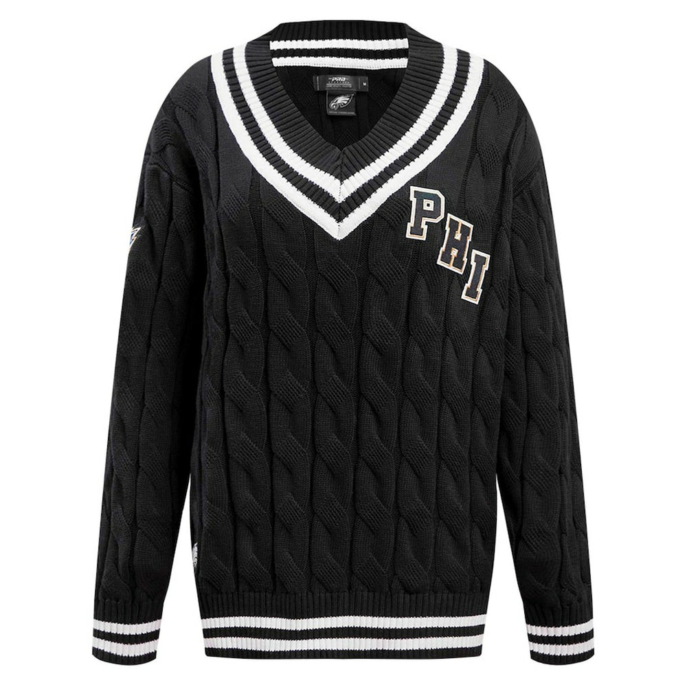 Philadelphia Eagles Pro Standard Women's Prep V-Neck Pullover Sweater Black - NFL