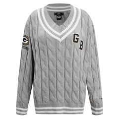 Green Bay Packers Pro Standard Women's Prep V-Neck Pullover Sweater Heather Gray - NFL