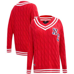 New England Patriots Pro Standard Women's Prep V-Neck Pullover Sweater Red - NFL