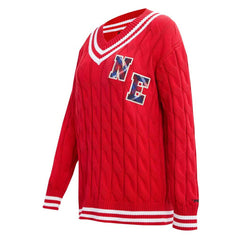 New England Patriots Pro Standard Women's Prep V-Neck Pullover Sweater Red - NFL