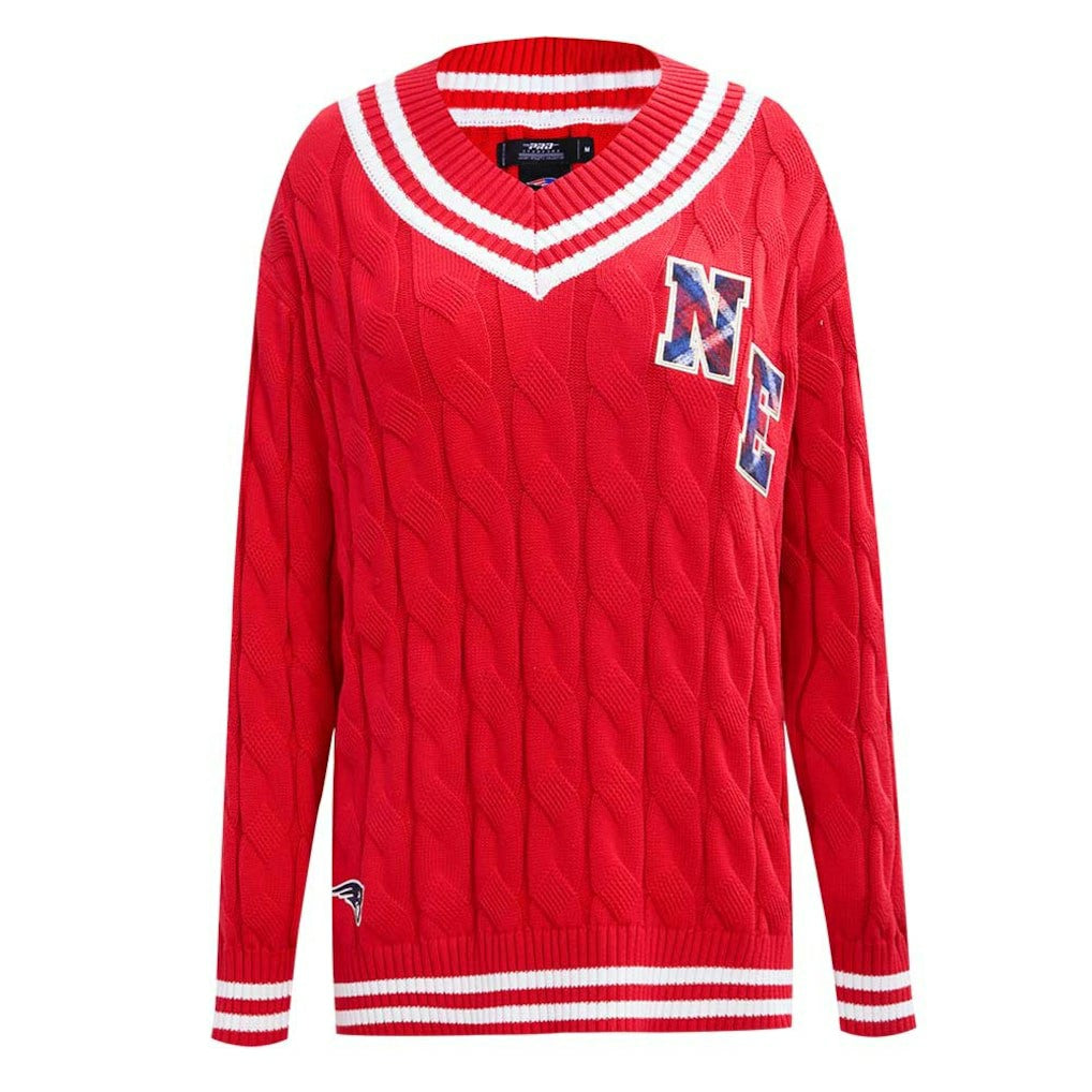 New England Patriots Pro Standard Women's Prep V-Neck Pullover Sweater Red - NFL