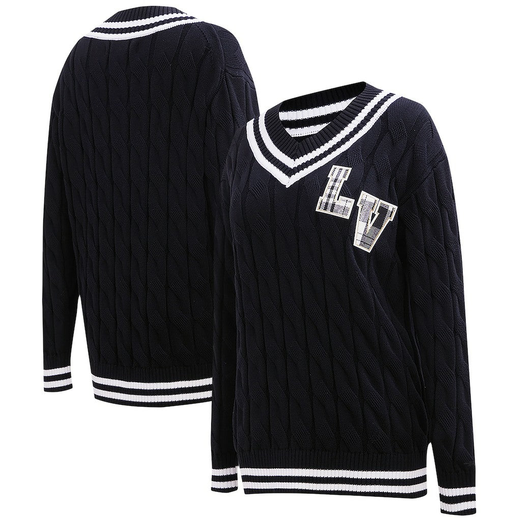 Las Vegas Raiders Pro Standard Women's Prep V-Neck Pullover Sweater Black - NFL