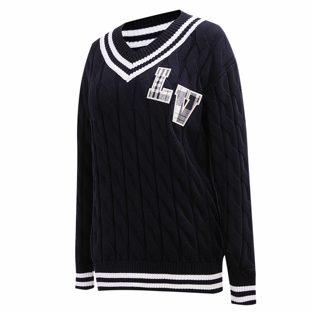 Las Vegas Raiders Pro Standard Women's Prep V-Neck Pullover Sweater Black - NFL