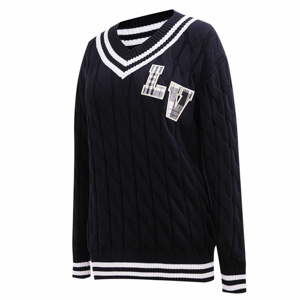 Las Vegas Raiders Pro Standard Women's Prep V-Neck Pullover Sweater Black - NFL