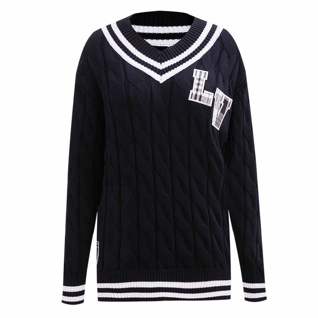 Las Vegas Raiders Pro Standard Women's Prep V-Neck Pullover Sweater Black - NFL