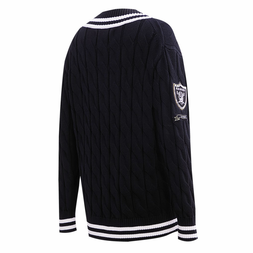 Las Vegas Raiders Pro Standard Women's Prep V-Neck Pullover Sweater Black - NFL