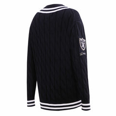 Las Vegas Raiders Pro Standard Women's Prep V-Neck Pullover Sweater Black - NFL