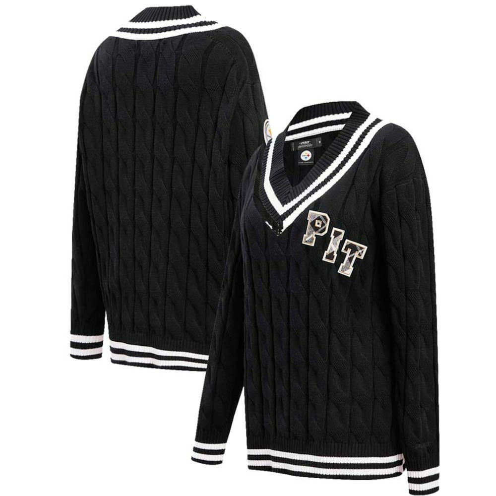 Pittsburgh Steelers Pro Standard Women's Prep V-Neck Pullover Sweater Black - NFL