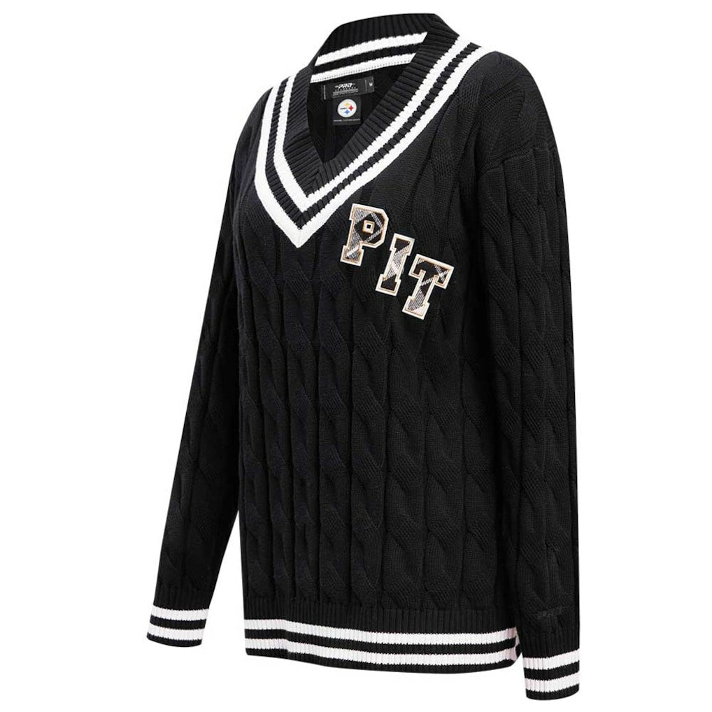 Pittsburgh Steelers Pro Standard Women's Prep V-Neck Pullover Sweater Black - NFL