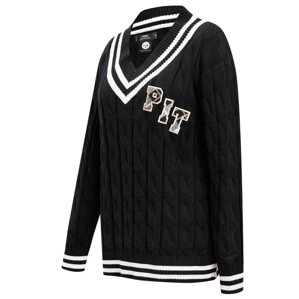 Pittsburgh Steelers Pro Standard Women's Prep V-Neck Pullover Sweater Black - NFL