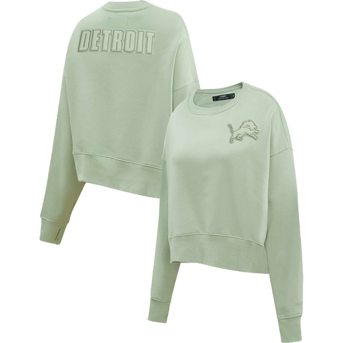 Detroit Lions Pro Standard Women's Oversized Cropped Neutral Pullover Sweatshirt Light Green - NFL
