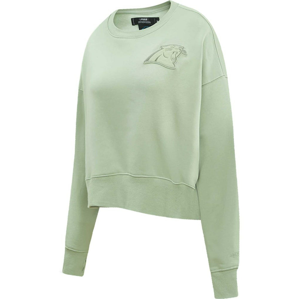 Carolina Panthers Pro Standard Women's Oversized Cropped Neutral Pullover Sweatshirt Light Green - NFL