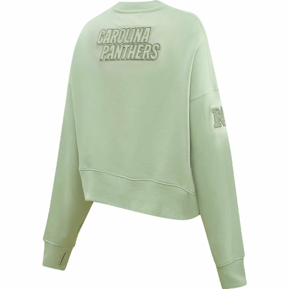 Carolina Panthers Pro Standard Women's Oversized Cropped Neutral Pullover Sweatshirt Light Green - NFL
