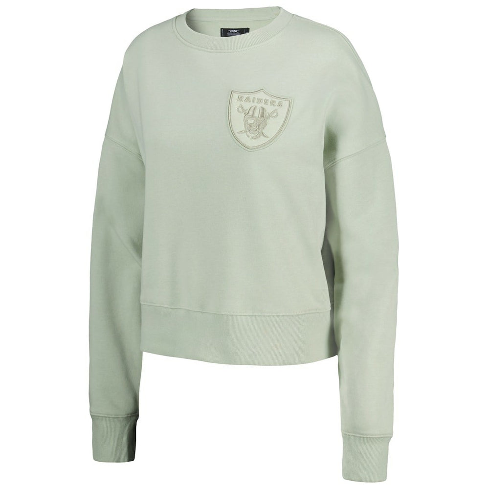 Las Vegas Raiders Pro Standard Women's Oversized Cropped Neutral Pullover Sweatshirt Light Green - NFL