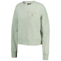 Las Vegas Raiders Pro Standard Women's Oversized Cropped Neutral Pullover Sweatshirt Light Green - NFL