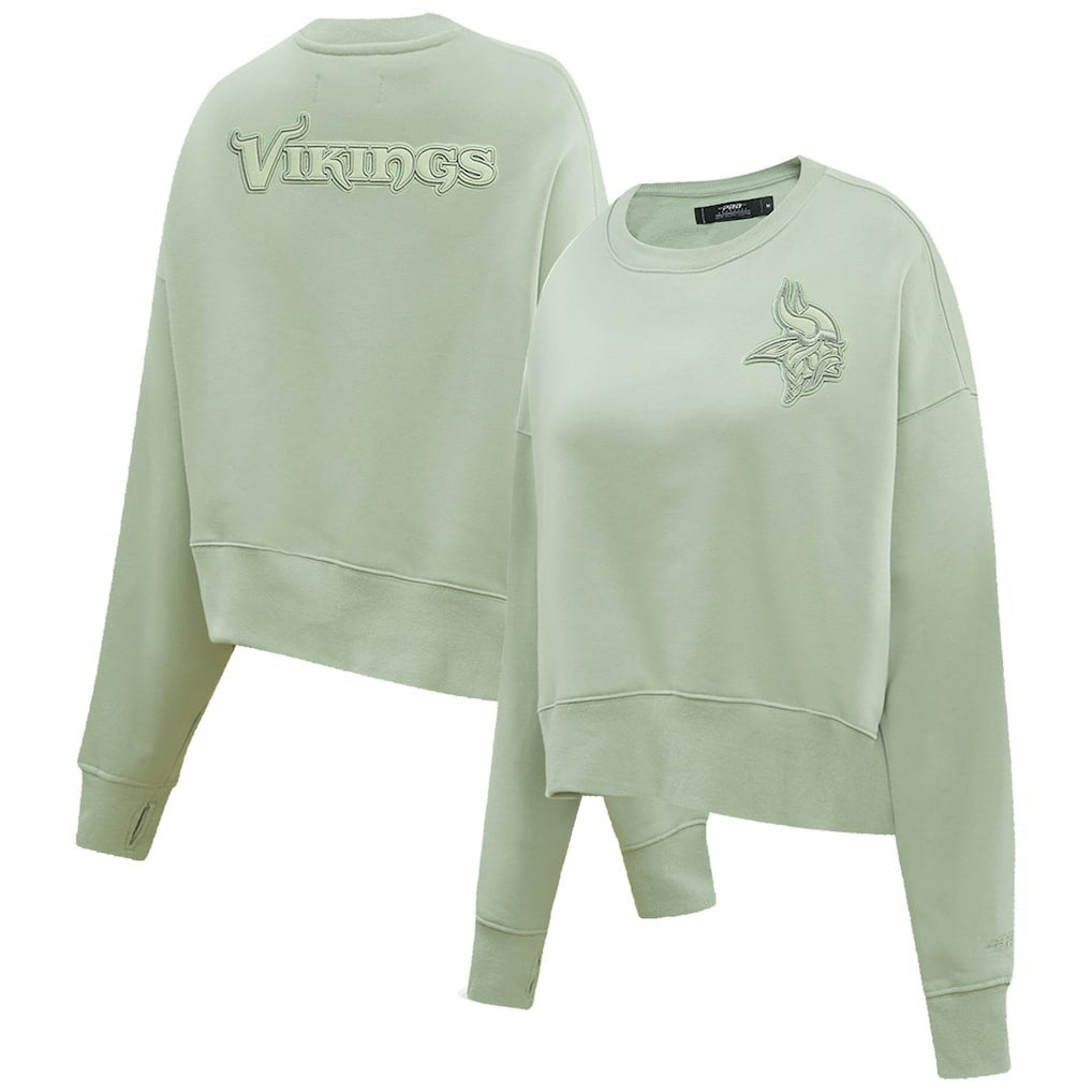 Minnesota Vikings Pro Standard Women's Oversized Cropped Neutral Pullover Sweatshirt Light Green - NFL