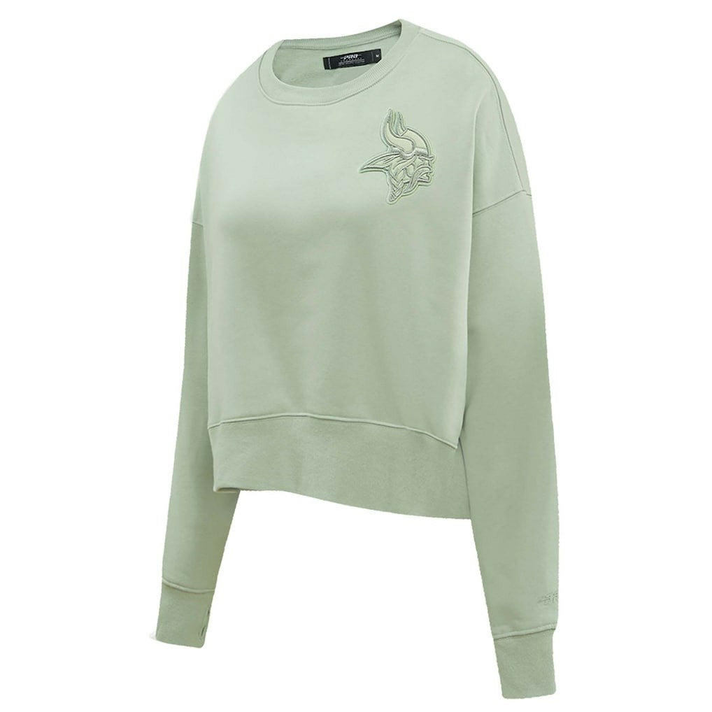 Minnesota Vikings Pro Standard Women's Oversized Cropped Neutral Pullover Sweatshirt Light Green - NFL