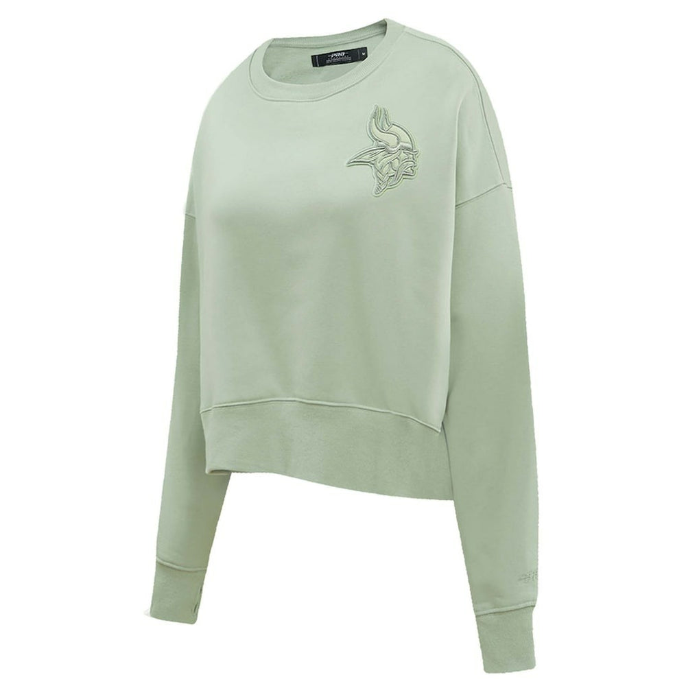 Minnesota Vikings Pro Standard Women's Oversized Cropped Neutral Pullover Sweatshirt Light Green - NFL