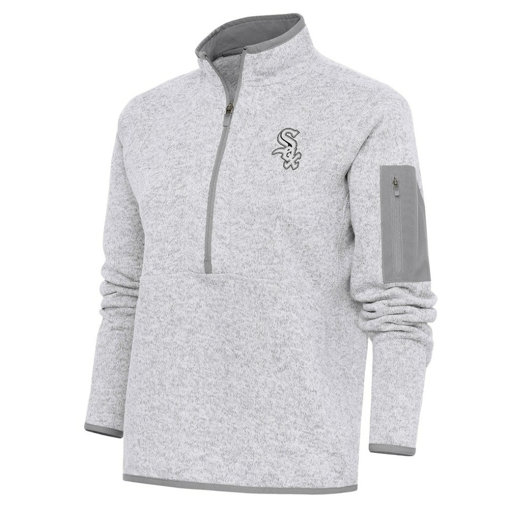 Chicago White Sox Antigua Women's Brushed Metallic Fortune Half-Zip Pullover Jacket Lifestyle