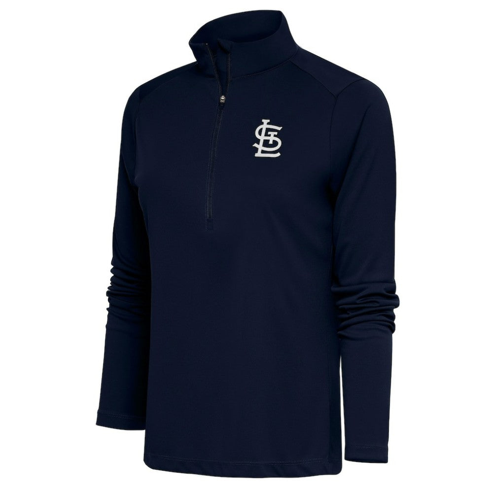 St. Louis Cardinals Antigua Women's Brushed Metallic Tribute Half-Zip Pullover Top On Sale