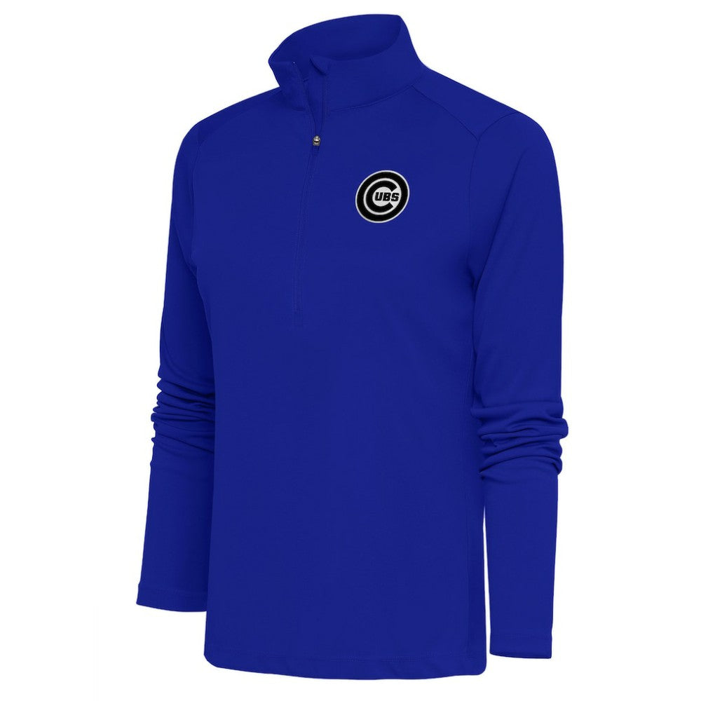 Chicago Cubs Antigua Women's Brushed Metallic Tribute Half-Zip Pullover Top Sale