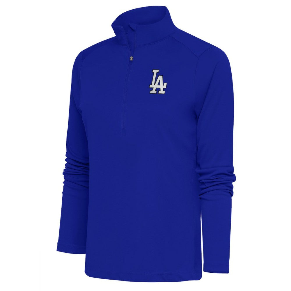 Los Angeles Dodgers Antigua Women's Brushed Metallic Tribute Half-Zip Pullover Top On Sale