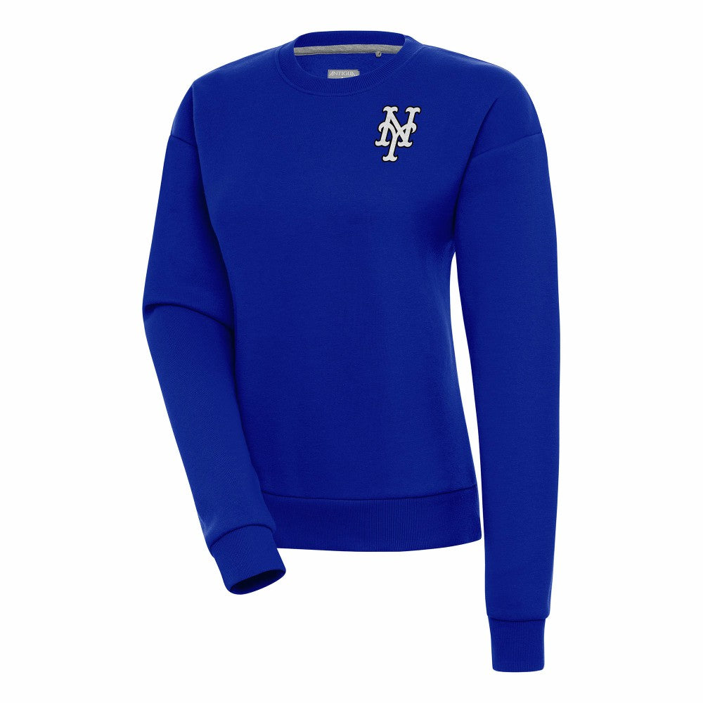 New York Mets Antigua Women's Brushed Metallic Victory Pullover Sweatshirt On Sale