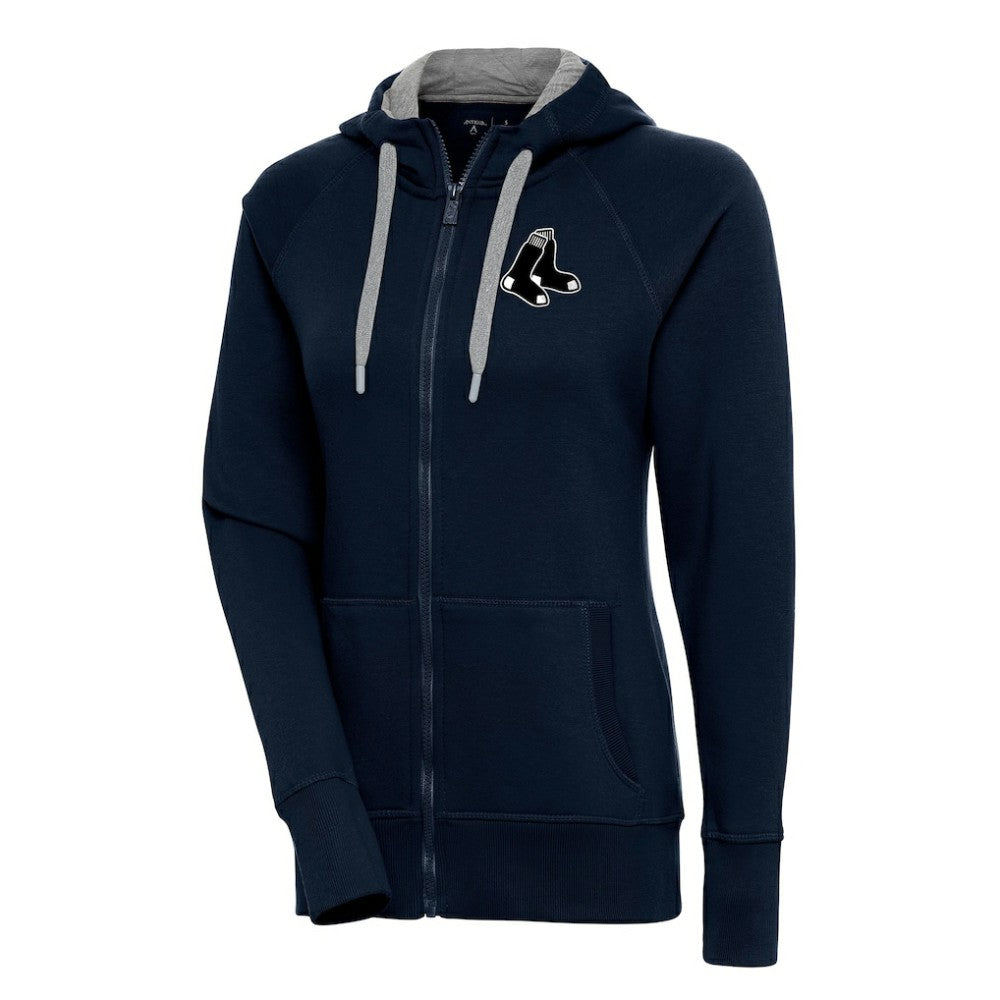 Boston Red Sox Antigua Women's Brushed Metallic Victory Full-Zip Hoodie Lifestyle