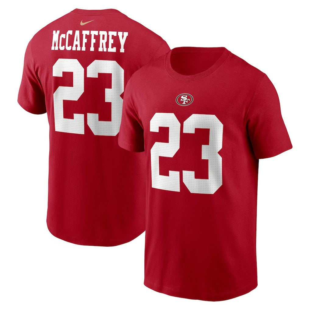 Christian McCaffrey San Francisco 49ers Player Name & Number T-Shirt Scarlet - Nike